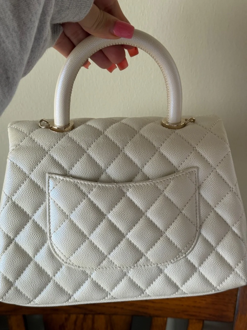 Chanel Coco Handle Bag in White (Size Small)